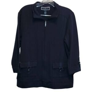 Karen Scott Sport Women's Full Zip Jacket Gold Button Accents Size Medium